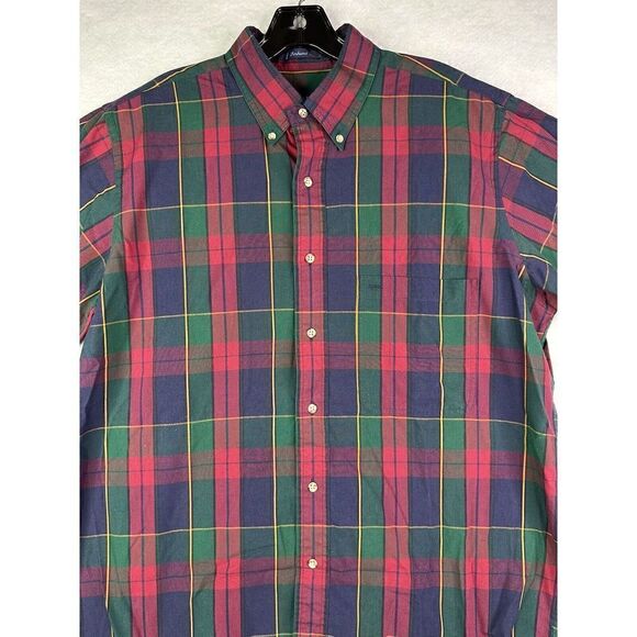 Gant Mens Size Large Red Green Foxhunt Plaid Button Up Long Sleeve Shirt - Picture 3 of 9